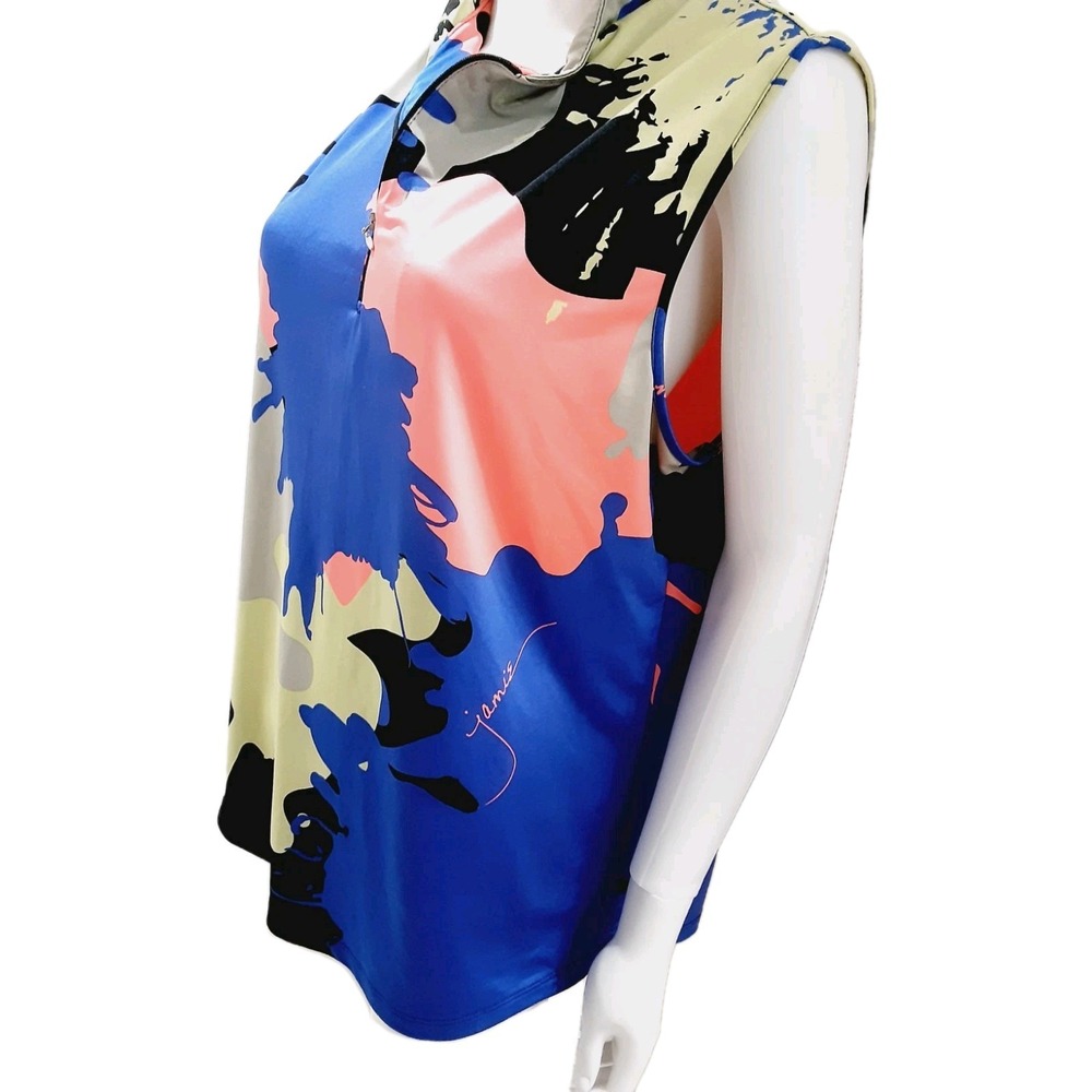 JAMIE SADOCK Women Top Activewear Size XL Multicolor Sleeveless Collared